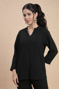 De Moza Women Casual Tunic Top Black - De Moza