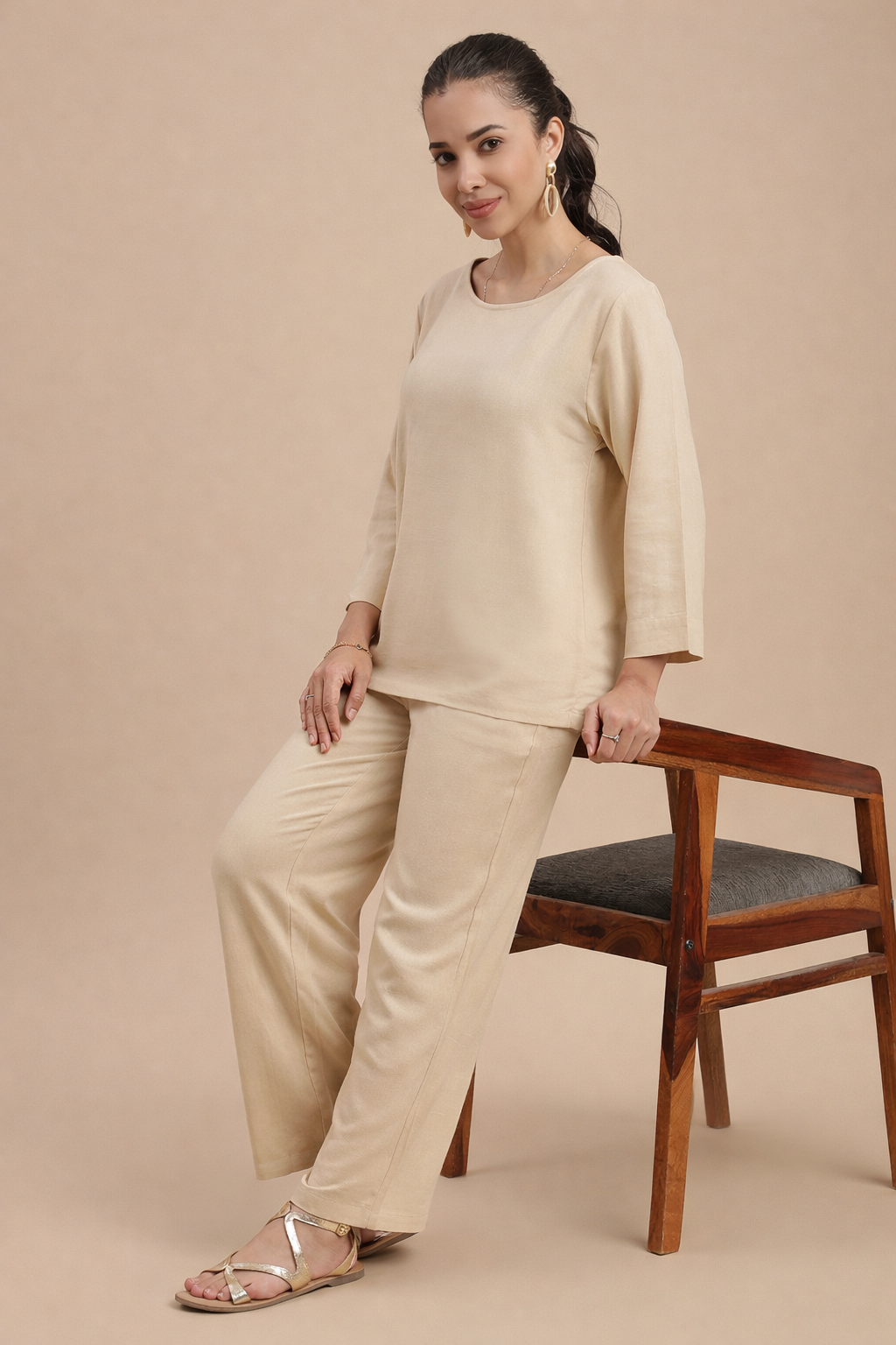 De Moza Women Casual Pants Light Beige - De Moza