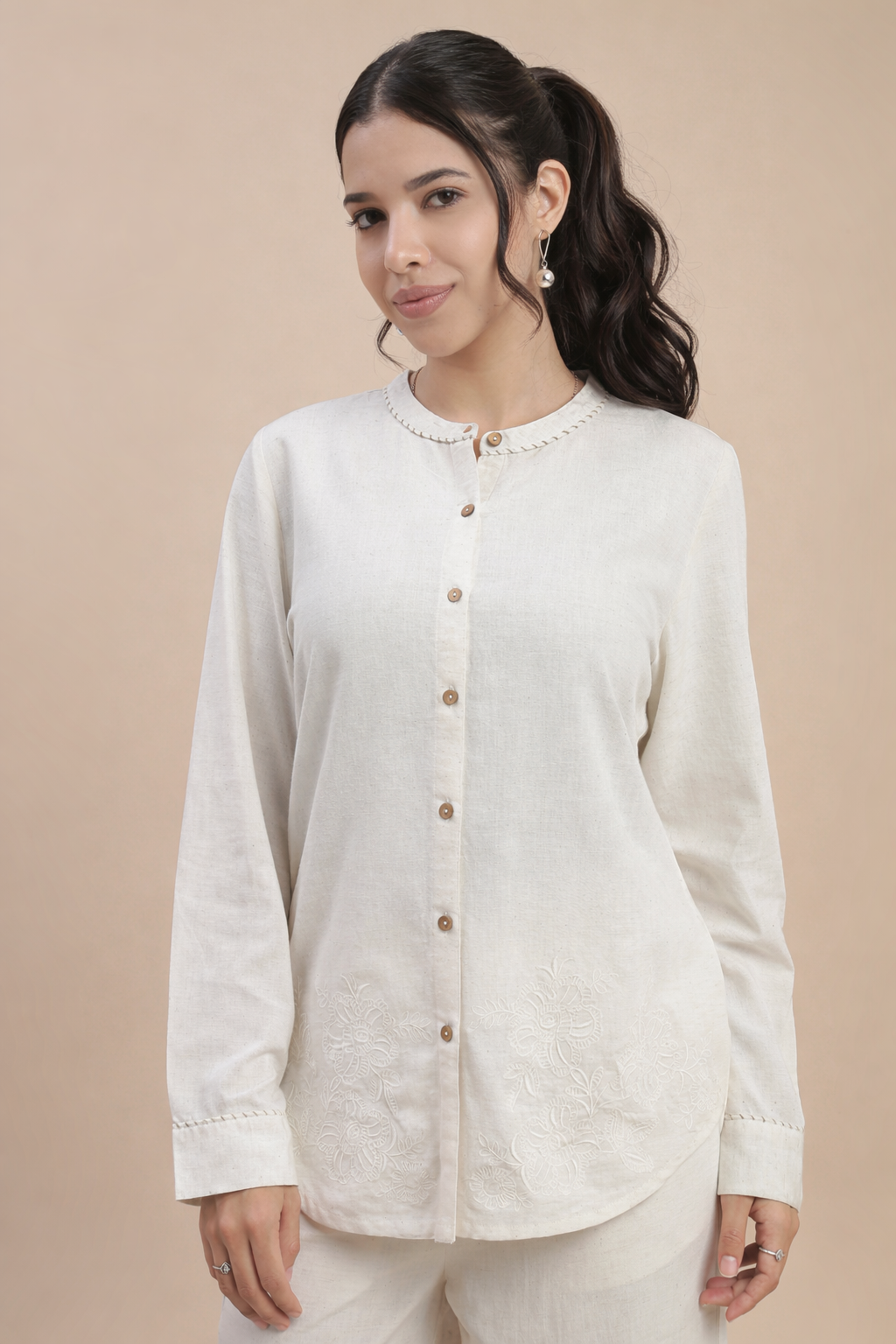 De Moza Women's Officewear Co-ords (Tunic Shirt & Palazzo) Natural - De Moza