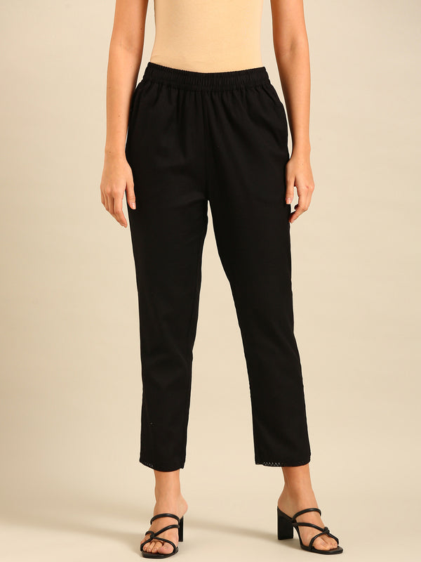Cigarette Pants-Black - De Moza