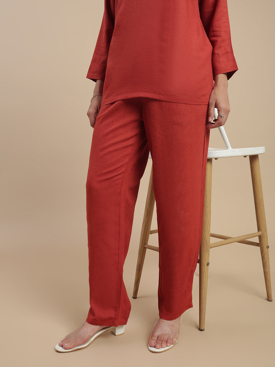 De Moza Women Casual Pants Rust Orange - De Moza