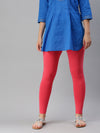De Moza Ladies Ankle Length Leggings Solid Cotton Coral