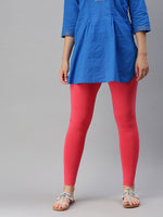 De Moza Ladies Ankle Length Leggings Solid Cotton Coral