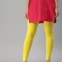 De Moza Ladies Ankle Length Leggings Solid Cotton Lemon Yellow