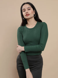 De Moza Women Casual Top Dark Green