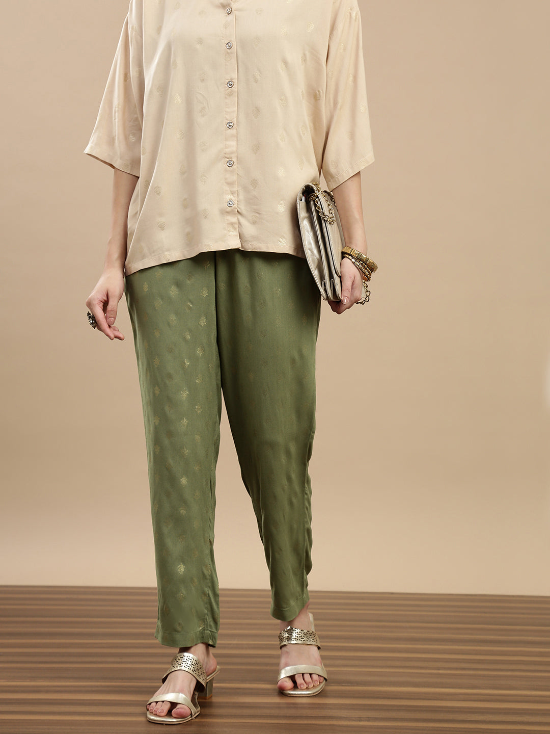 De Moza Women Festive Pants Deep Green - De Moza