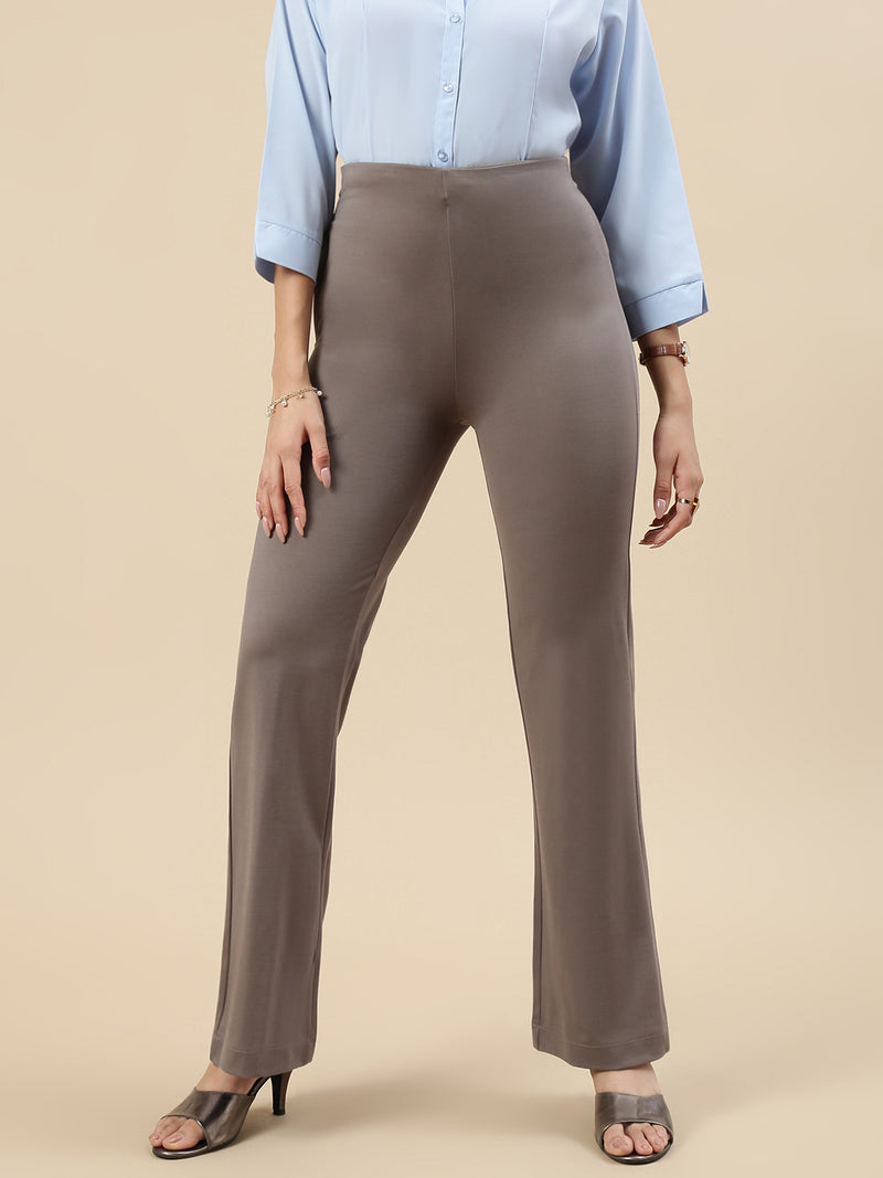 Fit & Flare Pant-Taupe - De Moza