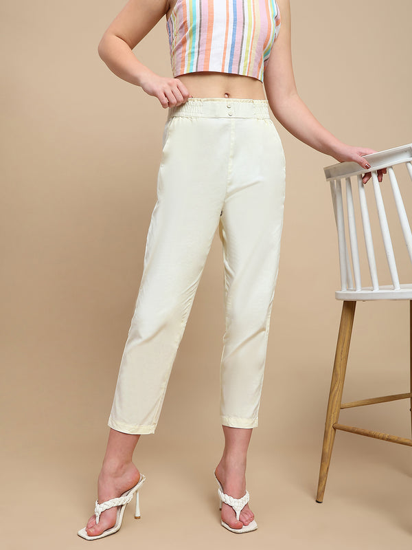 De Moza Women Casual Pants Natural - De Moza