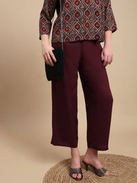 De Moza Women Gulnar Set (Top & Palazzo) - Maroon
