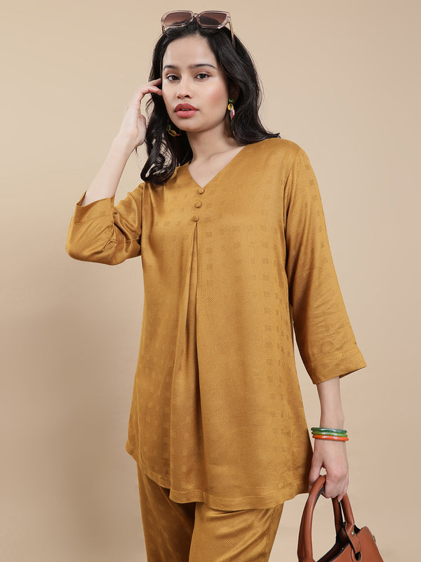 De Moza Women's Casual Top Dark Mustard - De Moza