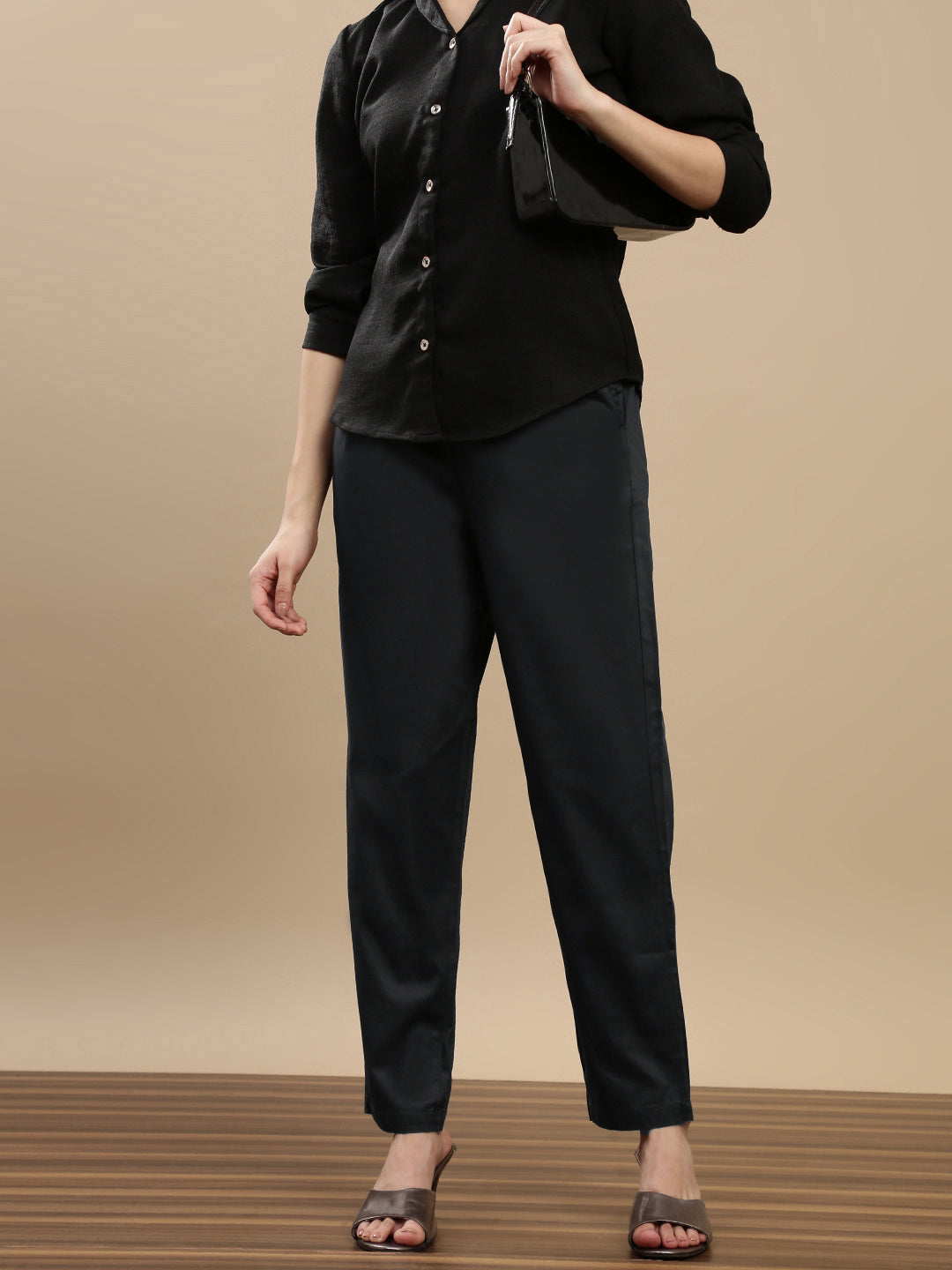 De Moza Women Casual Pants Steel Grey