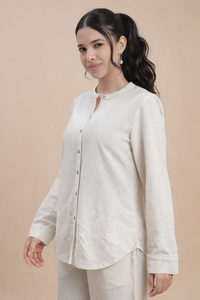 De Moza Women's Officewear Co-ords (Tunic Shirt & Palazzo) Natural - De Moza