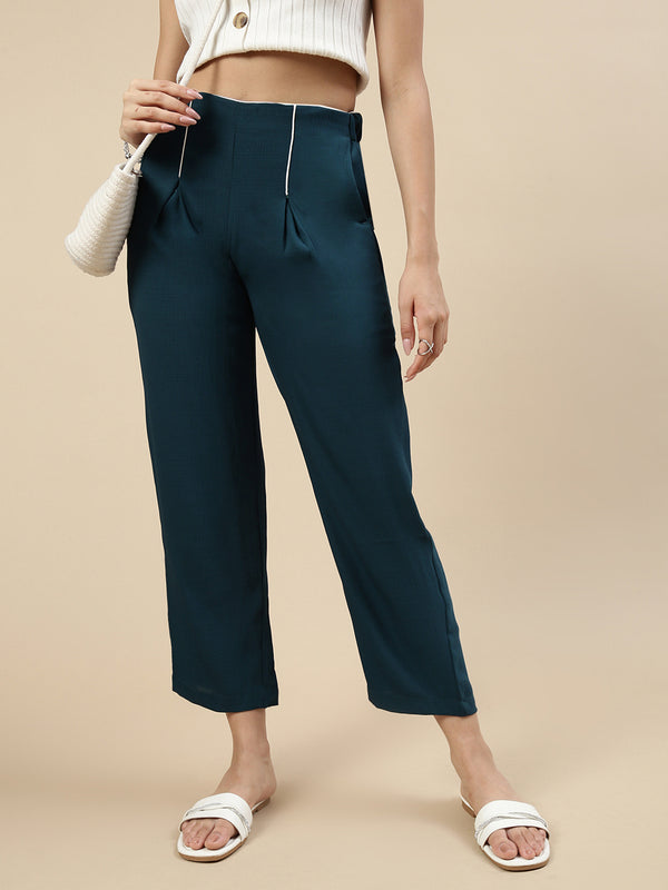 Pleated Pants-Teal - De Moza