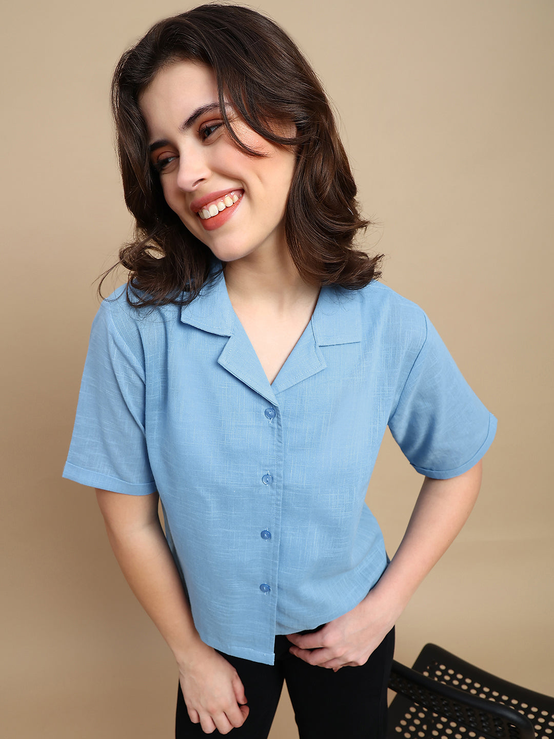 De Moza Women Casual Top Blue