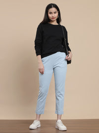 De Moza Women Casual Pants Ice Blue