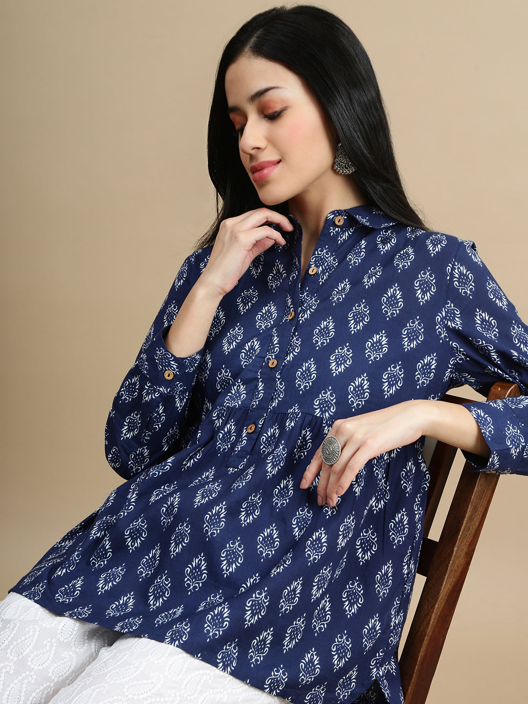 De Moza Women Casual Top Indigo