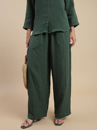 De Moza Women's Officewear Co-ords (Straight Pant & Tunic Top) Bottle Green - De Moza