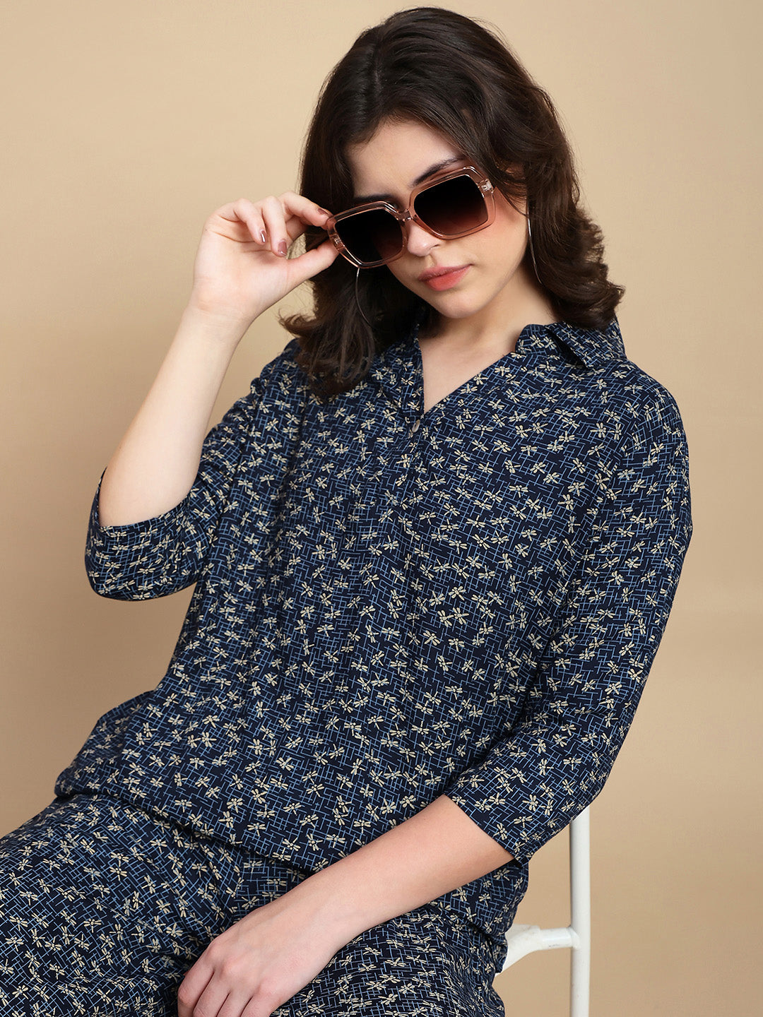 De Moza Women Festive Top Navy Blue - De Moza