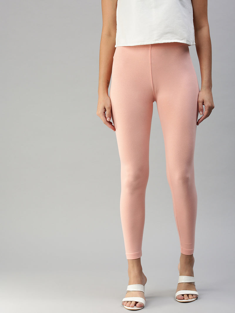 Ankle Length Leggings Cotton-Baby Pink - De Moza