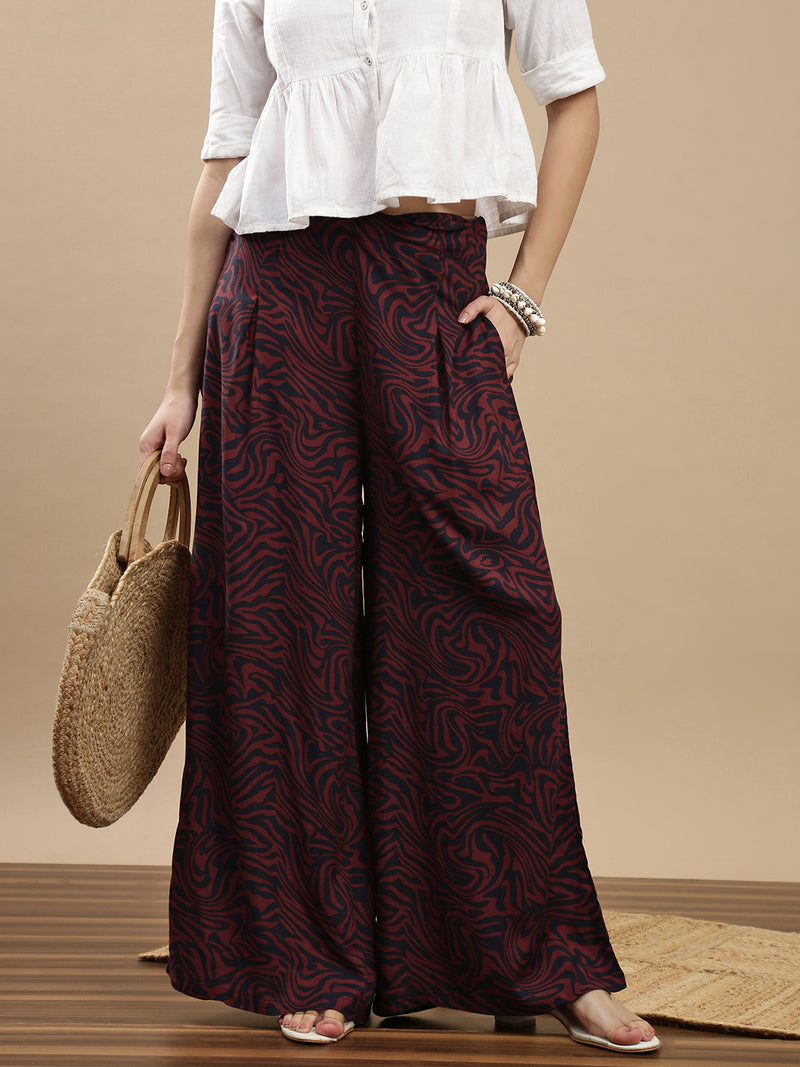 De Moza Women Casual Palazzo Maroon - De Moza