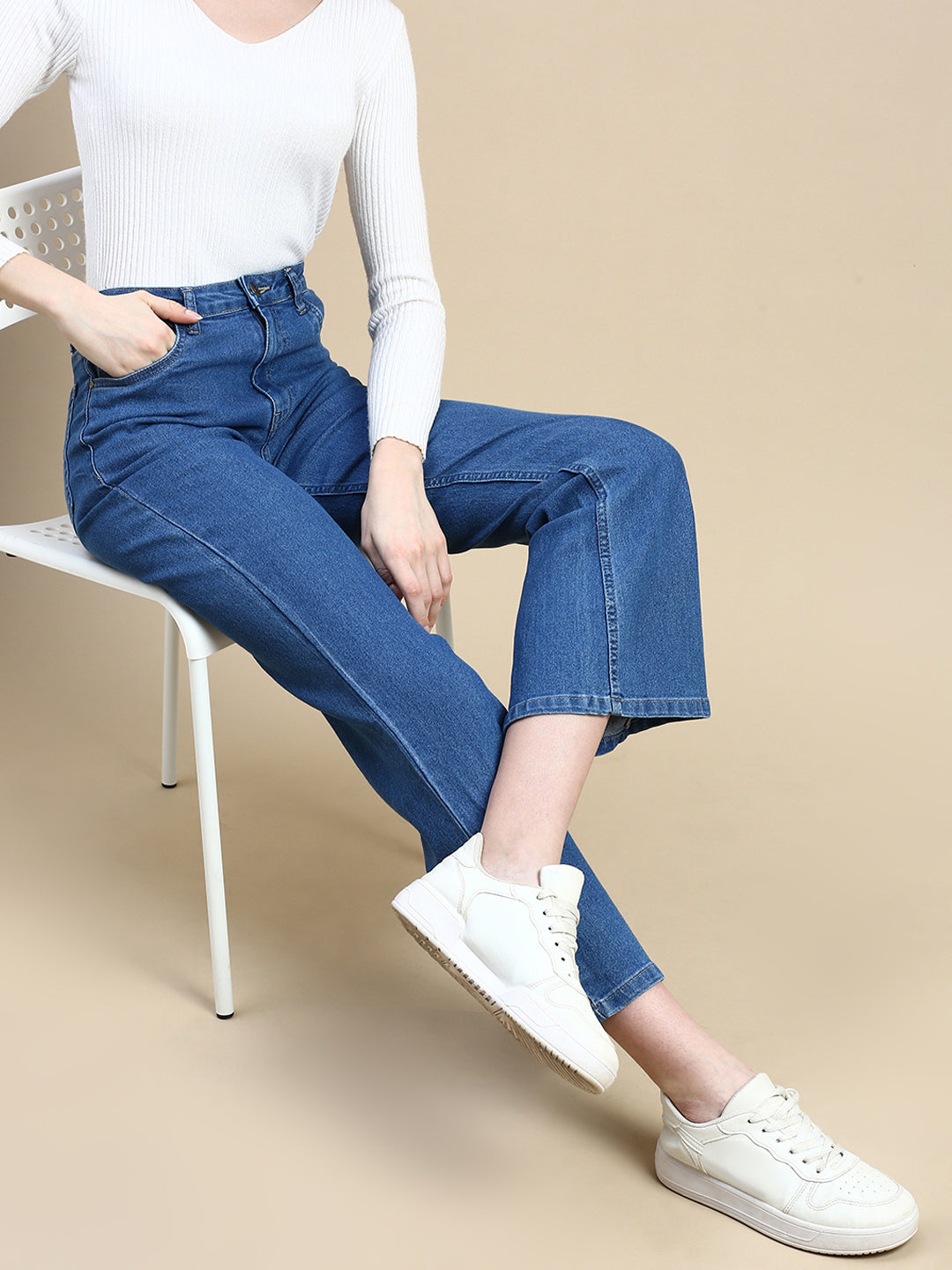 Jeans Pant-Mid Blue - De Moza