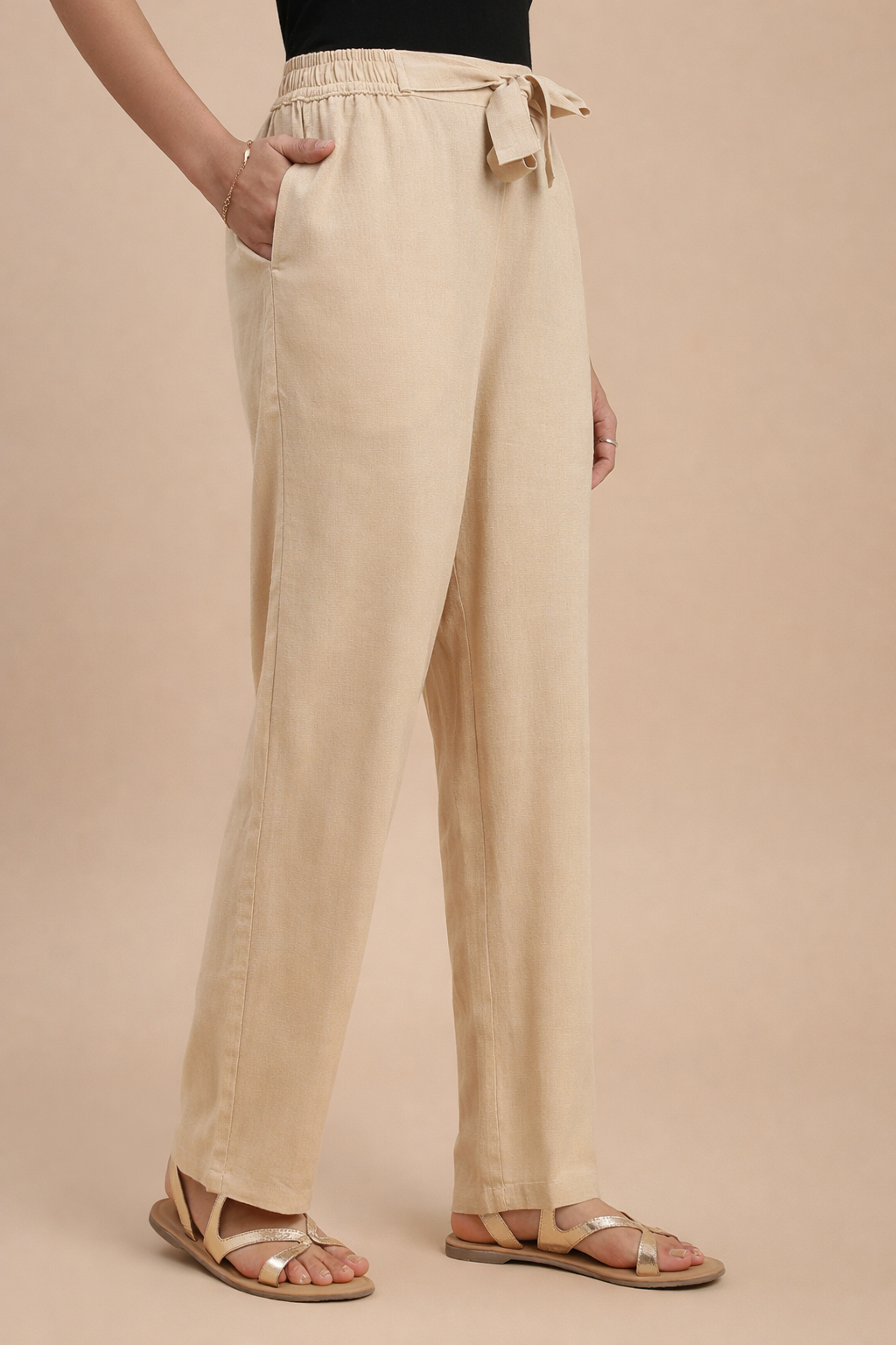 De Moza Women Casual Pants Light Beige - De Moza