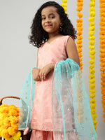 PIPIN Girls Sharara Set Aqua Pink