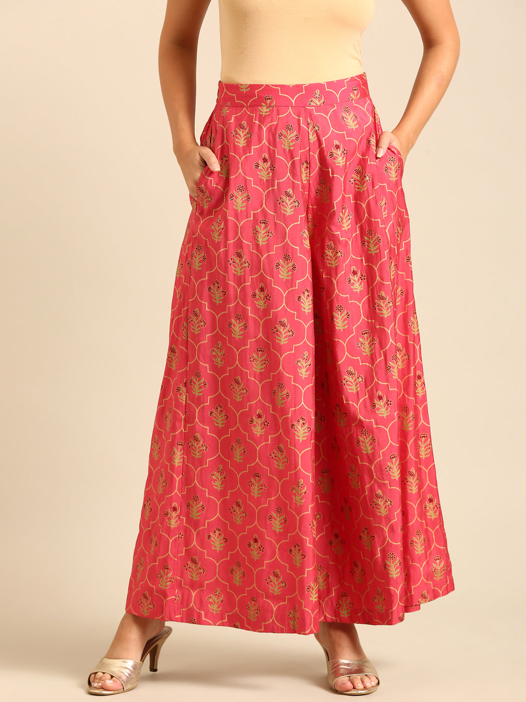 Palazzo All Over Print-Coral - De Moza