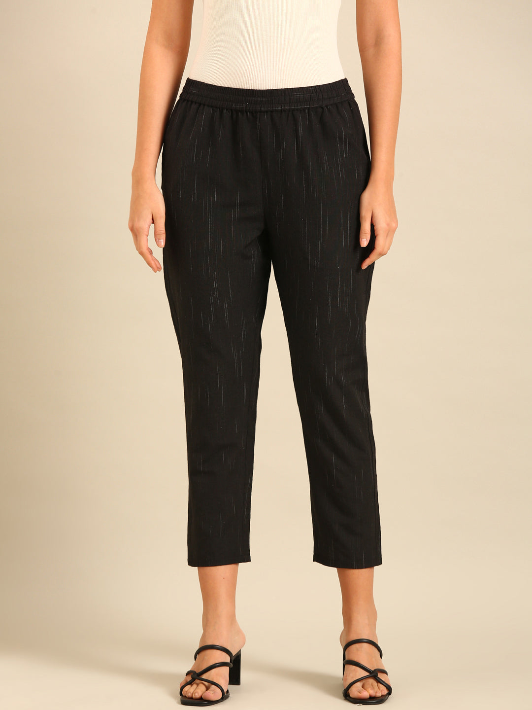 Printed Straight Pant-Black - De Moza