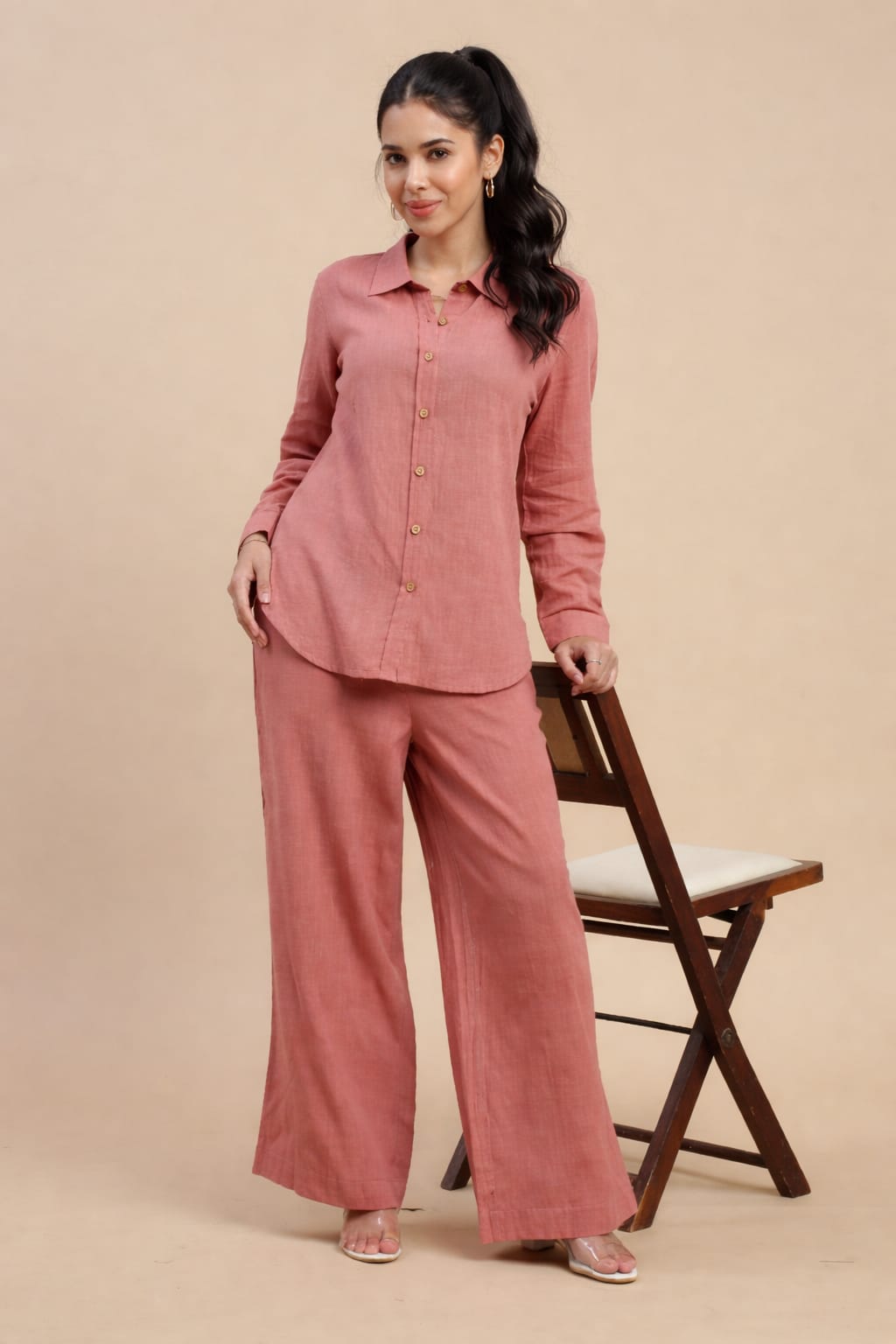 De Moza Women Casual Palazzo Peach - De Moza