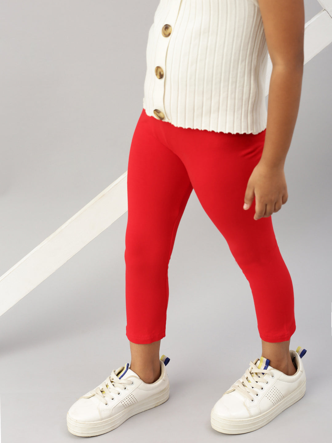 De Moza Girls 3/4th Leggings Red