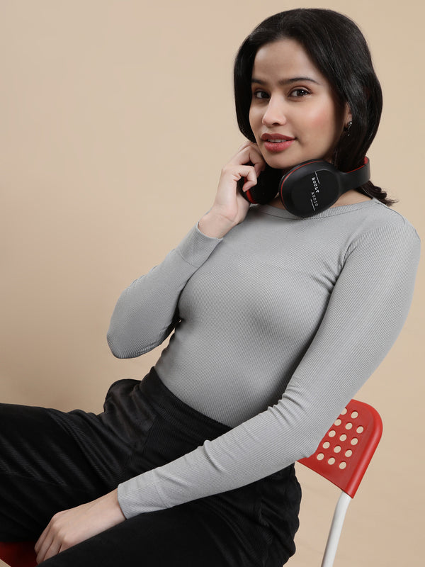 De Moza Women's Casual Top Light Grey - De Moza