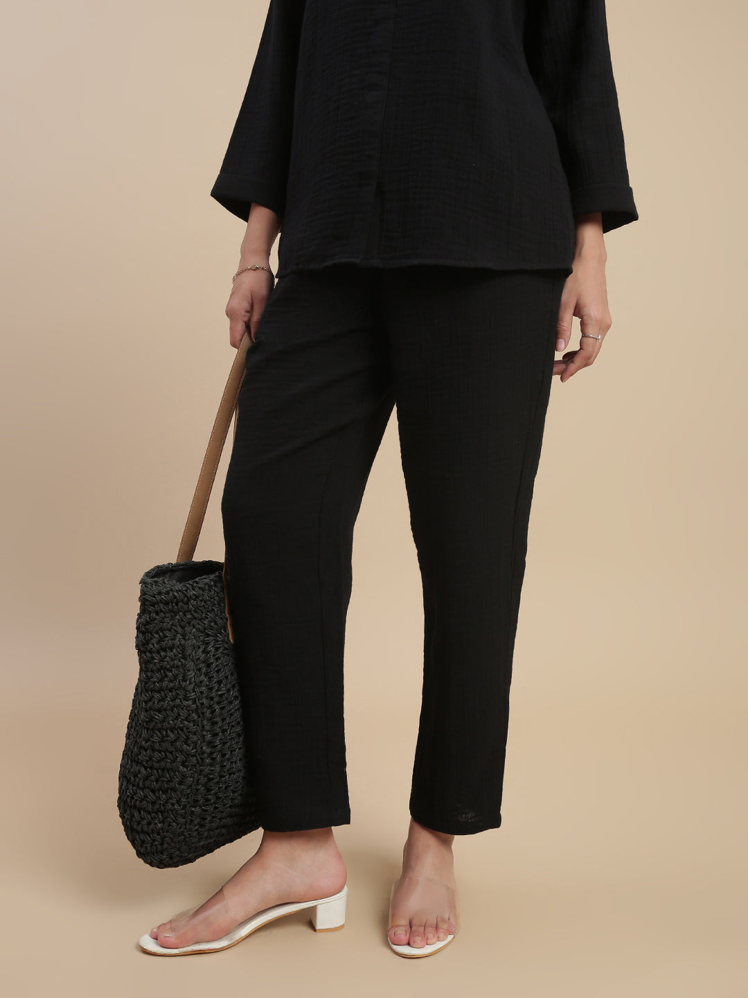 De Moza Women Casual Pants Black - De Moza
