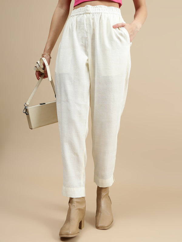 De Moza Women Festive Pants Offwhite - De Moza