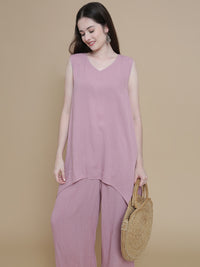 De Moza Women Woven Rayon Hi-Twist Top Light Pink - De Moza