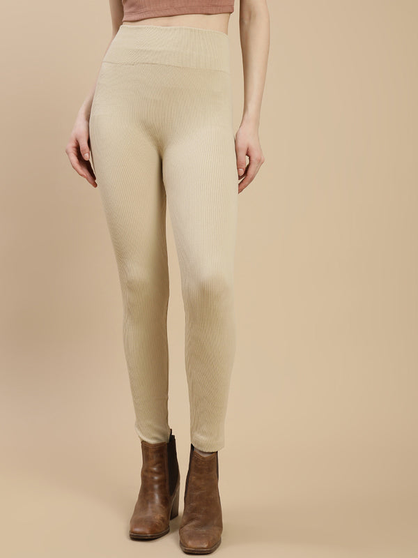 De Moza Women's Winter Leggings Beige - De Moza