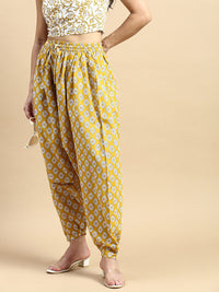 Harem Pant All Over Print-Mustard - De Moza