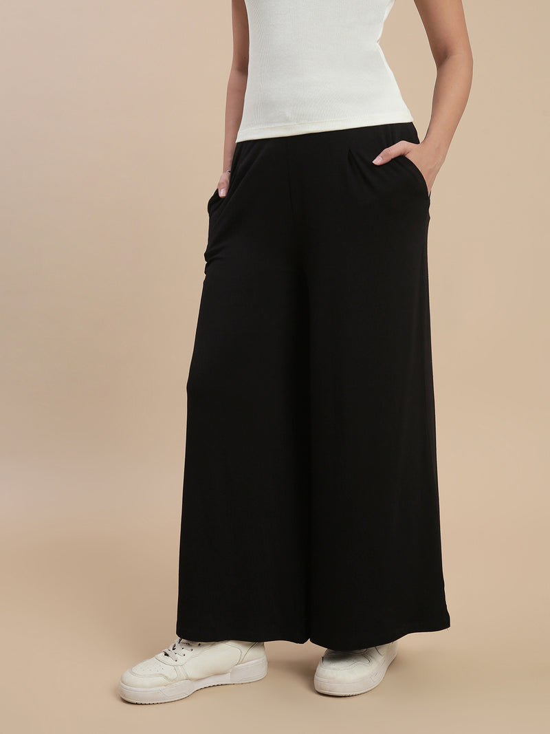 De Moza Women Casual Palazzo Black - De Moza