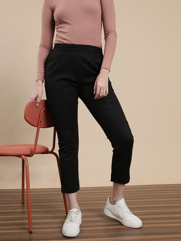 De Moza Women's Casual Pants Black - De Moza