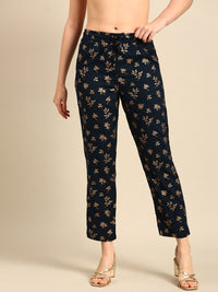 Straight Pant Printed-Teal - De Moza
