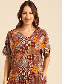 Printed Top-Brown - De Moza