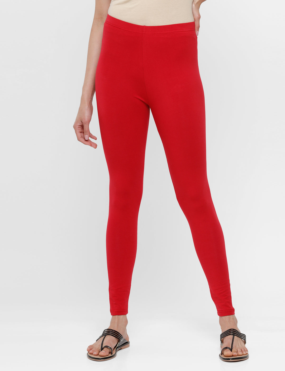 Ankle Length Leggings Cotton-True Red - De Moza