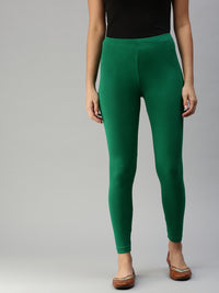 Ankle Length Leggings Cotton-Green - De Moza