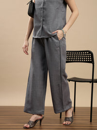 De Moza Women Casual Palazzo Steel Grey