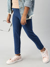 De Moza Girls Solid Jegging Indigo Blue