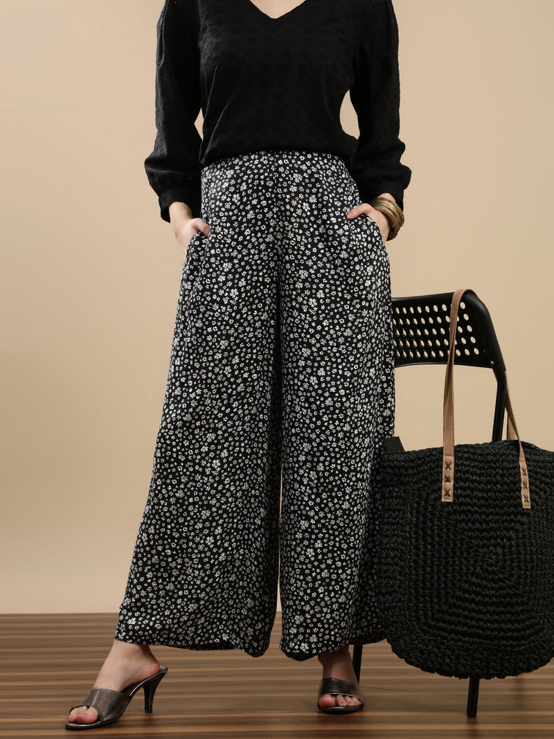 De Moza Women Casual Palazzo Black - De Moza