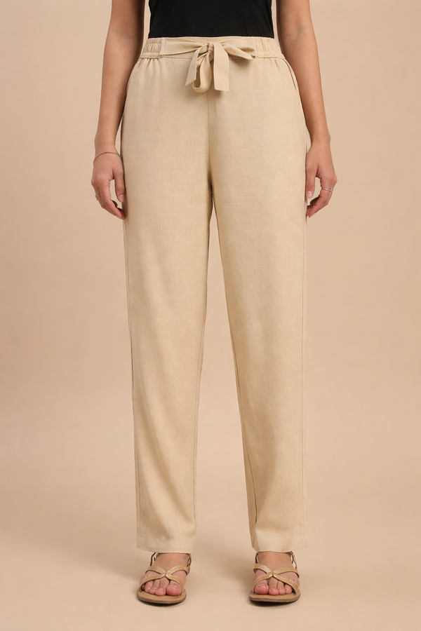 De Moza Women Casual Pants Light Beige - De Moza