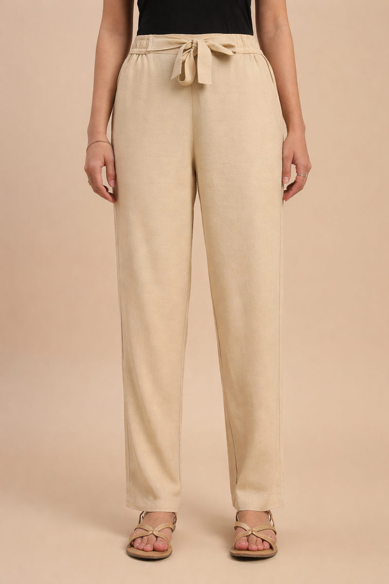 De Moza Women Casual Pants Light Beige - De Moza