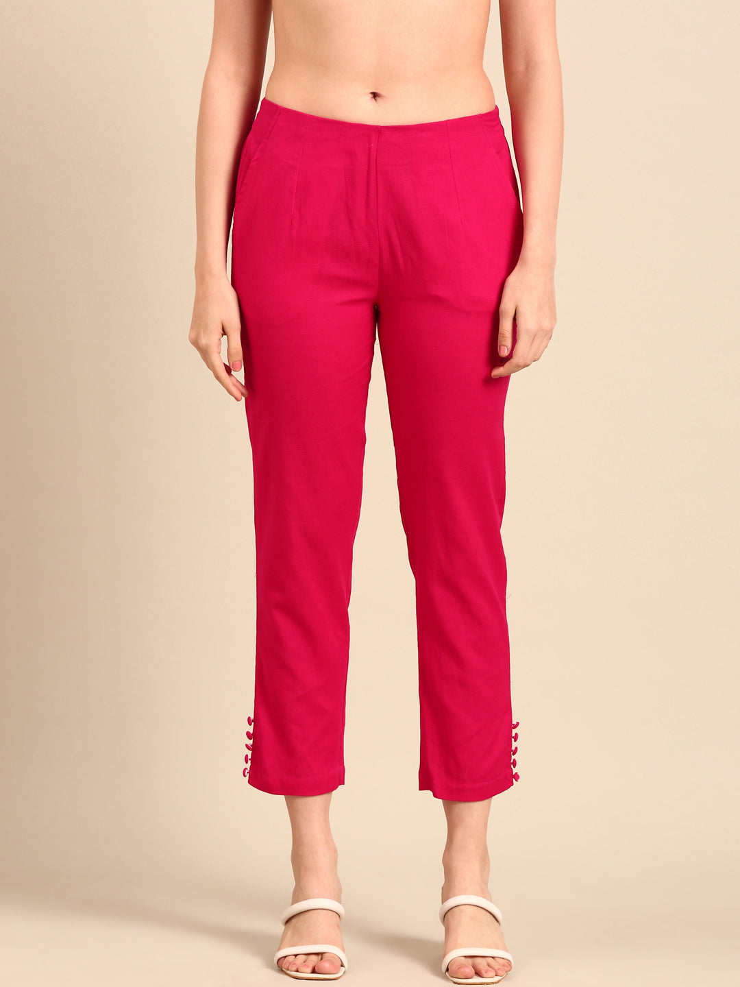 Cigarette Pants-Fuchsia - De Moza