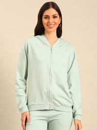 De Moza Women Winter Co-ord set ( Sweatshirt & Jogger)  - Sea Green